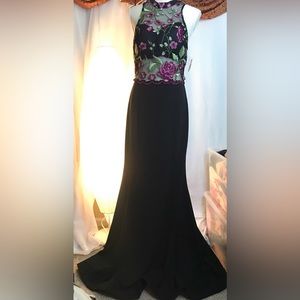 Sequin Hearts very elegant long gown. Laced and plain deep black skirt and inner